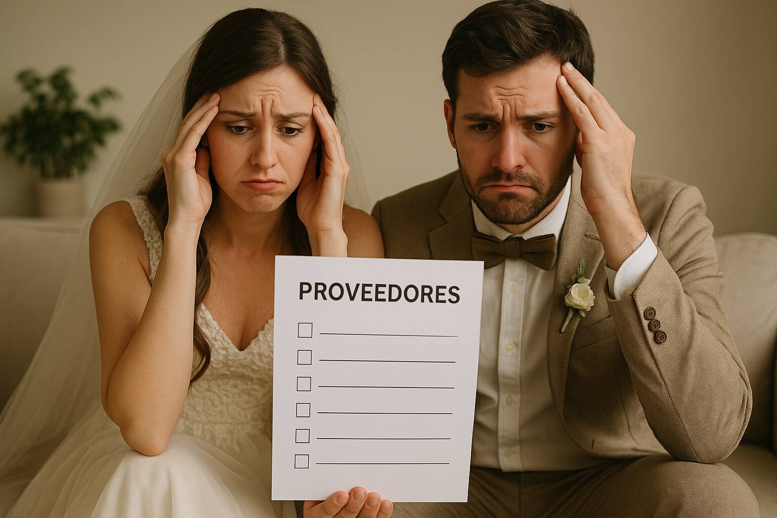 Novios preocupados por los proveedores